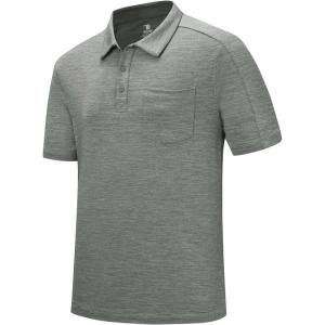 imageTBMPOY Mens Polo Shirts Short Sleeves with Pocket Lightweight Quick Dry Outdoor Casual Work Golf Sports ShirtLight Grey