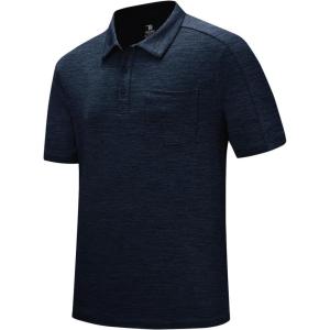imageTBMPOY Mens Polo Shirts Short Sleeves with Pocket Lightweight Quick Dry Outdoor Casual Work Golf Sports ShirtNavy