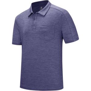 imageTBMPOY Mens Polo Shirts Short Sleeves with Pocket Lightweight Quick Dry Outdoor Casual Work Golf Sports ShirtPurple