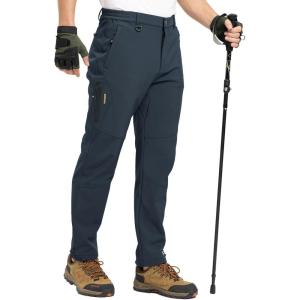 imageTBMPOY Mens Snow Pants Fleece Lined Hiking Winter Waterproof Softshell Ski Outdoor Insulated Climbing Pants Zipper PocketsCool Gray