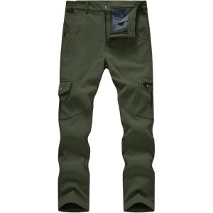 imageTBMPOY Mens Snow Ski Fleece Lined Hiking Pants Waterproof Winter Snowboard Warm Outdoor Insulated Pants WindproofArmy Green