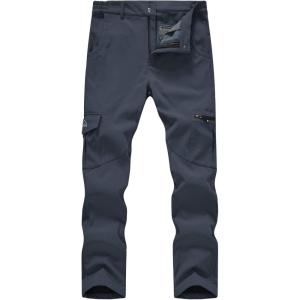 imageTBMPOY Mens Snow Ski Fleece Lined Hiking Pants Waterproof Winter Snowboard Warm Outdoor Insulated Pants WindproofGrey