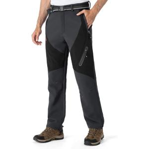 imageTBMPOY Mens Snow Ski Waterproof Softshell Snowboard Pants Outdoor Hiking Fleece Lined Wear Resistant WindproofDark Gray