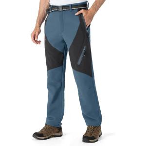 imageTBMPOY Mens Snow Ski Waterproof Softshell Snowboard Pants Outdoor Hiking Fleece Lined Wear Resistant WindproofGrey Blue