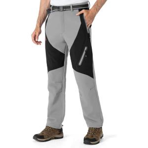 imageTBMPOY Mens Snow Ski Waterproof Softshell Snowboard Pants Outdoor Hiking Fleece Lined Wear Resistant WindproofLight Gray