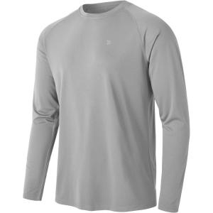 imageTBMPOY Mens Sun Protection Hiking Shirts Long Sleeve Water UPF 50 SPF UV Shirts Lightweight Fishing Hiking Swimming10light Grey