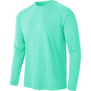 imageTBMPOY Mens Sun Protection Hiking Shirts Long Sleeve Water UPF 50 SPF UV Shirts Lightweight Fishing Hiking Swimming12mint Green