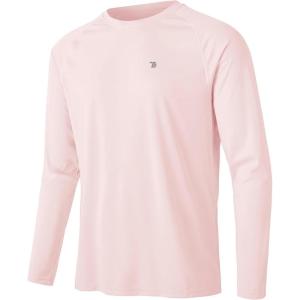 imageTBMPOY Mens Sun Protection Hiking Shirts Long Sleeve Water UPF 50 SPF UV Shirts Lightweight Fishing Hiking Swimming21light Pink