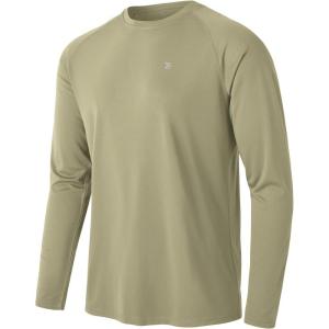 imageTBMPOY Mens Sun Protection Hiking Shirts Long Sleeve Water UPF 50 SPF UV Shirts Lightweight Fishing Hiking Swimming5khaki
