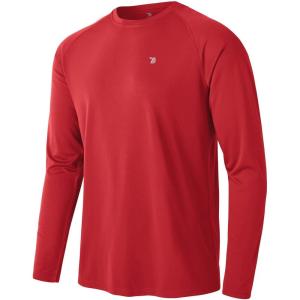 imageTBMPOY Mens Sun Protection Hiking Shirts Long Sleeve Water UPF 50 SPF UV Shirts Lightweight Fishing Hiking Swimming9red