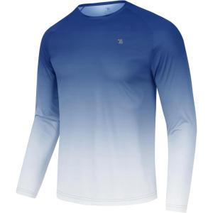 imageTBMPOY Mens Sun Protection Hiking Shirts Long Sleeve Water UPF 50 SPF UV Shirts Lightweight Fishing Hiking SwimmingDark Blue Gradient