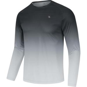 imageTBMPOY Mens Sun Protection Hiking Shirts Long Sleeve Water UPF 50 SPF UV Shirts Lightweight Fishing Hiking SwimmingDark Grey Gradient