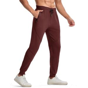 imageTBMPOY Mens Sweatpants with Zipper Pockets Lightweight Joggers Slim Fit Athletic Pants for Track Running WorkoutWine Red
