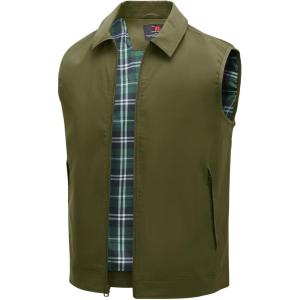 imageTBMPOY Mens Vest Casual Lightweight Thin Utility 3 Zip Pockets Stylish Sleeveless Jackets Summer Fall Golf Travel BusinessArmy Green