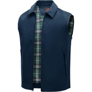 imageTBMPOY Mens Vest Casual Lightweight Thin Utility 3 Zip Pockets Stylish Sleeveless Jackets Summer Fall Golf Travel BusinessNavy Blue