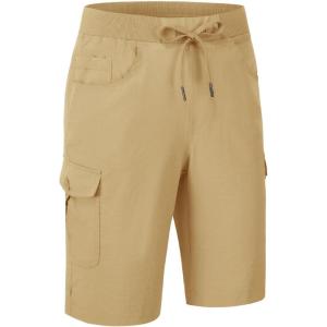 imageTBMPOY Womens 10quot Hiking Cargo Shorts Lightweight Quick Dry Bermuda Loose Outdoor Casual 5 Pockets for Summer Golf TravelKhaki