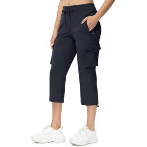 imageTBMPOY Womens Capri Pants Lightweight Quick Dry Hiking Cargo Pockets Casual Water Resistant Travel Cropped CottonNavy Blue1