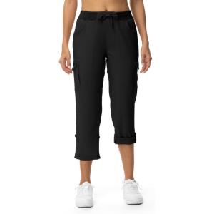 imageTBMPOY Womens Cargo Capris with Pockets Lightweight Hiking Capris Pants Quick Dry Casual Cropped Pants Summer Trip CottonStyle 2black
