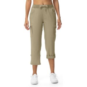 imageTBMPOY Womens Cargo Capris with Pockets Lightweight Hiking Capris Pants Quick Dry Casual Cropped Pants Summer Trip CottonStyle 2grey Khaki