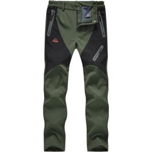 imageTBMPOY Womens Hiking Cargo Pants Outdoor Waterproof Windproof Softshell Fleece Snow Pants5green