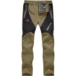 imageTBMPOY Womens Hiking Cargo Pants Outdoor Waterproof Windproof Softshell Fleece Snow Pants7khaki