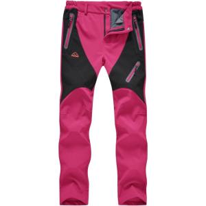 imageTBMPOY Womens Hiking Cargo Pants Outdoor Waterproof Windproof Softshell Fleece Snow Pants8rose