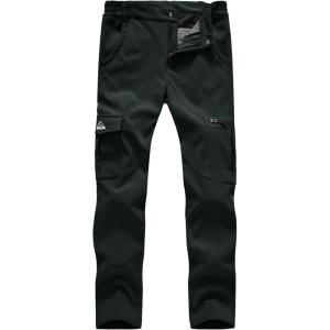 imageTBMPOY Womens Hiking Cargo Pants Outdoor Waterproof Windproof Softshell Fleece Snow PantsDark Grey