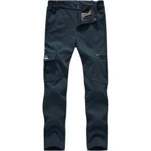 imageTBMPOY Womens Hiking Cargo Pants Outdoor Waterproof Windproof Softshell Fleece Snow PantsGray