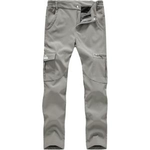 imageTBMPOY Womens Hiking Cargo Pants Outdoor Waterproof Windproof Softshell Fleece Snow PantsLight Grey