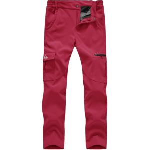 imageTBMPOY Womens Hiking Cargo Pants Outdoor Waterproof Windproof Softshell Fleece Snow PantsRose