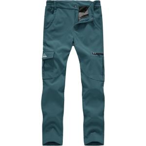 imageTBMPOY Womens Hiking Cargo Pants Outdoor Waterproof Windproof Softshell Fleece Snow PantsStone Blue
