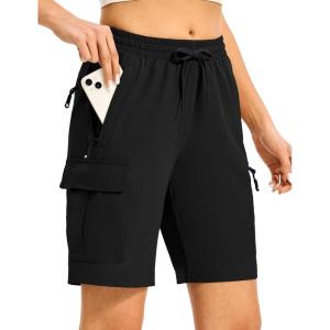 imageTBMPOY Womens Hiking Cargo Shorts 85quot Lightweight QuickDry Water Resistant Athletic Shorts with Zipper PocketsBlack