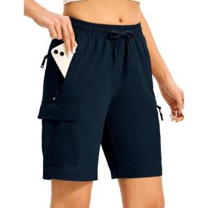 imageTBMPOY Womens Hiking Cargo Shorts 85quot Lightweight QuickDry Water Resistant Athletic Shorts with Zipper PocketsNavy