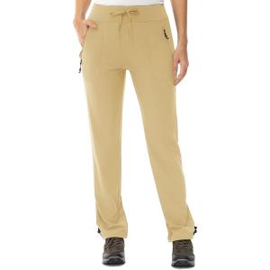 imageTBMPOY Womens Hiking Pants Lightweight Water Resistant Travel Joggers Quick Dry Outdoor Athletic Pants Zipper PocketsCamel