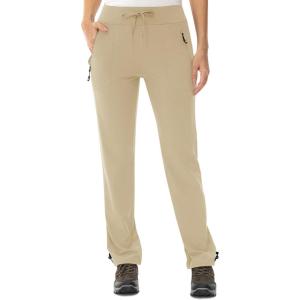 imageTBMPOY Womens Hiking Pants Lightweight Water Resistant Travel Joggers Quick Dry Outdoor Athletic Pants Zipper PocketsLight Khaki