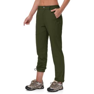 imageTBMPOY Womens Lightweight Hiking Pants Water Resistant Quick Dry Travel Work Outdoor Fishing Pants Zipper PocketsArmy Green