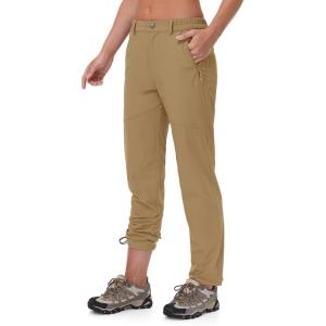 imageTBMPOY Womens Lightweight Hiking Pants Water Resistant Quick Dry Travel Work Outdoor Fishing Pants Zipper PocketsKhaki