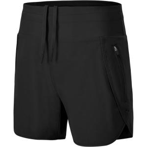 imageTBMPOY Womens Swim Board Shorts with Zipper Pockets 5 High Waisted Bathing Suit Swimwear Quick Dry Beach ShortBlack