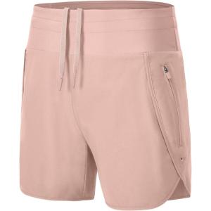 imageTBMPOY Womens Swim Board Shorts with Zipper Pockets 5 High Waisted Bathing Suit Swimwear Quick Dry Beach ShortLight Pink