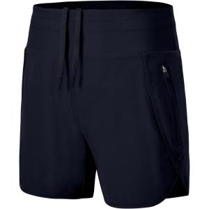 imageTBMPOY Womens Swim Board Shorts with Zipper Pockets 5 High Waisted Bathing Suit Swimwear Quick Dry Beach ShortNavy