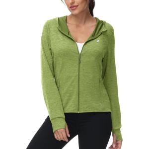 imageTBMPOY Womens UPF 50 Sun Protection Hoodie Jackets Light Weight Long Sleeve Shirts Hiking Outdoor Full Zip Tops11fruit Green