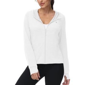 imageTBMPOY Womens UPF 50 Sun Protection Hoodie Jackets Light Weight Long Sleeve Shirts Hiking Outdoor Full Zip Tops13white