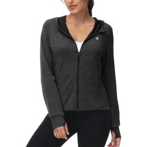 imageTBMPOY Womens UPF 50 Sun Protection Hoodie Jackets Light Weight Long Sleeve Shirts Hiking Outdoor Full Zip Tops1dark Grey
