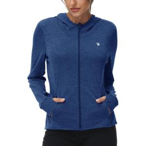 imageTBMPOY Womens UPF 50 Sun Protection Hoodie Jackets Light Weight Long Sleeve Shirts Hiking Outdoor Full Zip Tops2navy