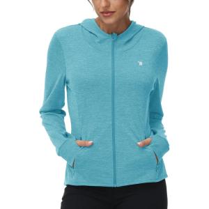imageTBMPOY Womens UPF 50 Sun Protection Hoodie Jackets Light Weight Long Sleeve Shirts Hiking Outdoor Full Zip Tops3light Blue