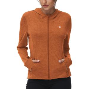imageTBMPOY Womens UPF 50 Sun Protection Hoodie Jackets Light Weight Long Sleeve Shirts Hiking Outdoor Full Zip Tops5orange