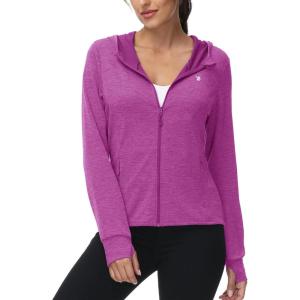 imageTBMPOY Womens UPF 50 Sun Protection Hoodie Jackets Light Weight Long Sleeve Shirts Hiking Outdoor Full Zip Tops7purple