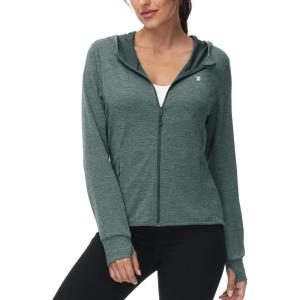 imageTBMPOY Womens UPF 50 Sun Protection Hoodie Jackets Light Weight Long Sleeve Shirts Hiking Outdoor Full Zip Tops8cyan