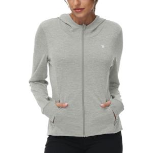imageTBMPOY Womens UPF 50 Sun Protection Hoodie Jackets Light Weight Long Sleeve Shirts Hiking Outdoor Full Zip Tops9light Grey