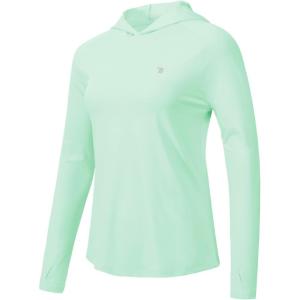 imageTBMPOY Womens UPF 50 Sun Protection Hoodie Shirt Long Sleeve Fishing Hiking Outdoor UV Shirt Lightweight1 Pocketgreen